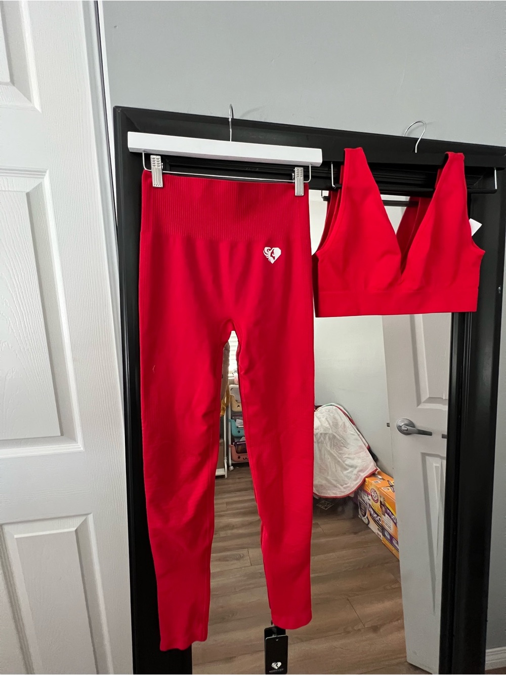 WeWoreWhat Red Leggings and Sports Bra Set